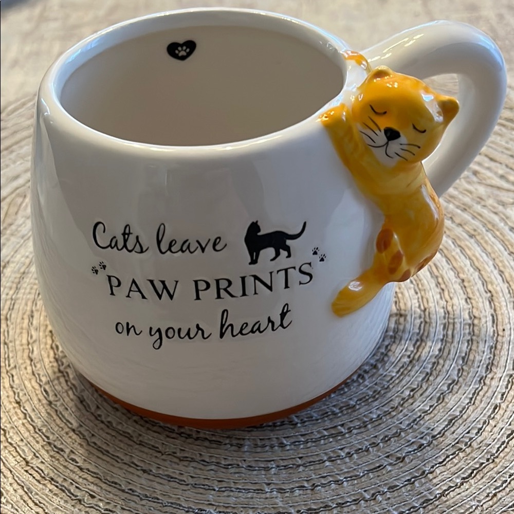 ECCOLO World Traveler 3D Cat Lady Mug Paw Prints Ceramic White Coffee Tea 2019